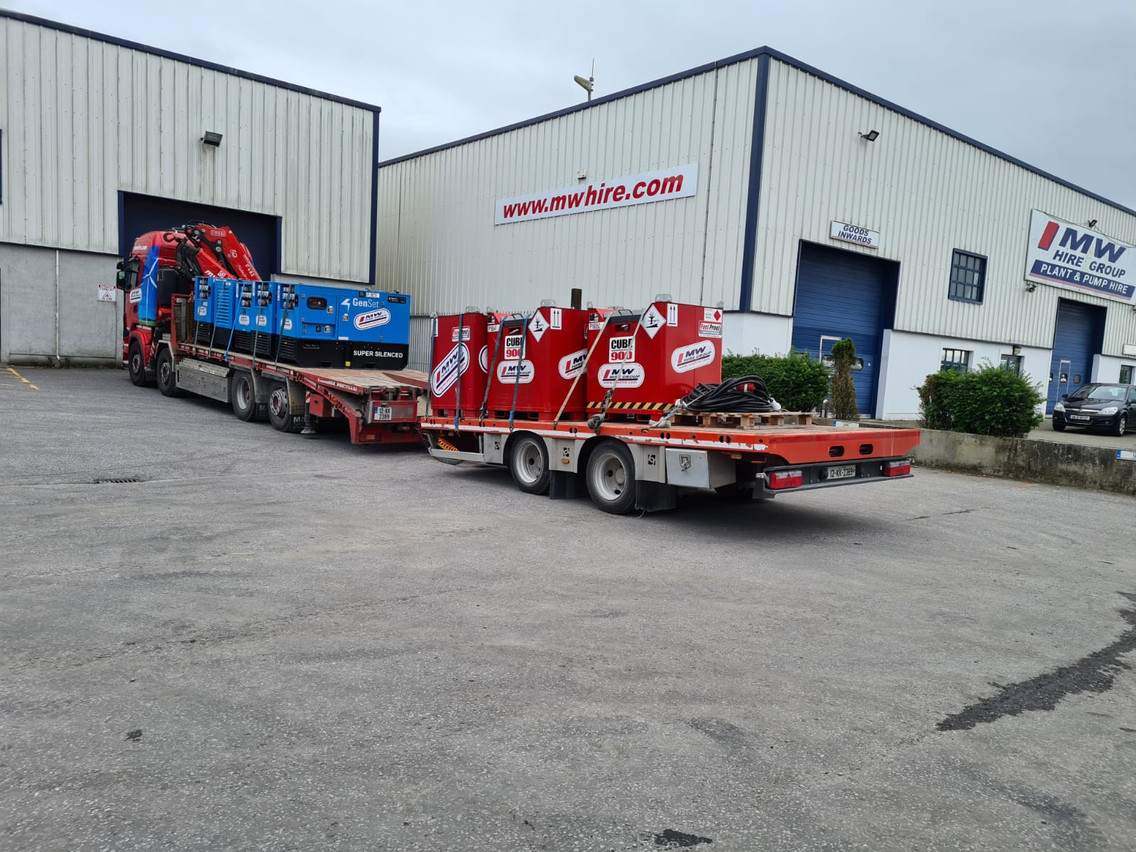 2 Full loads of generators and tanks heading out on a rental project